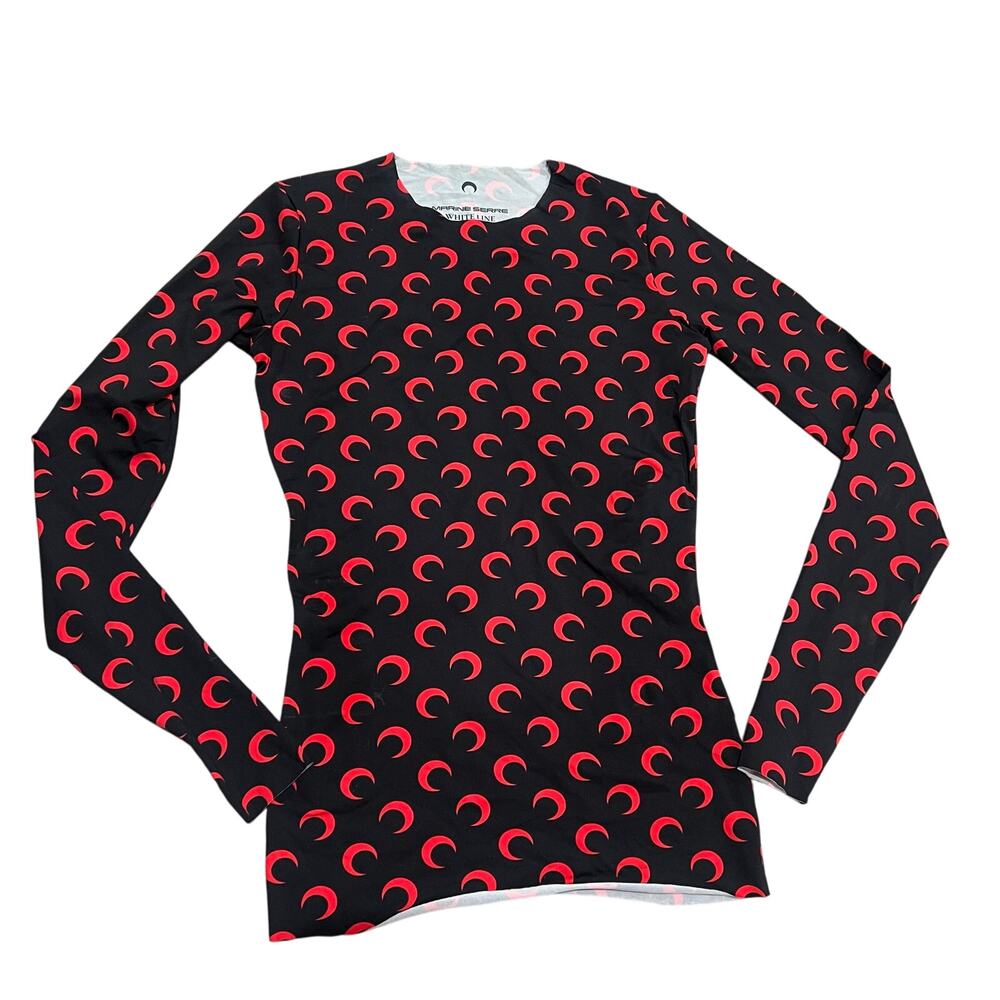 Marine Serre Black and Red Crescent Moon Blouse